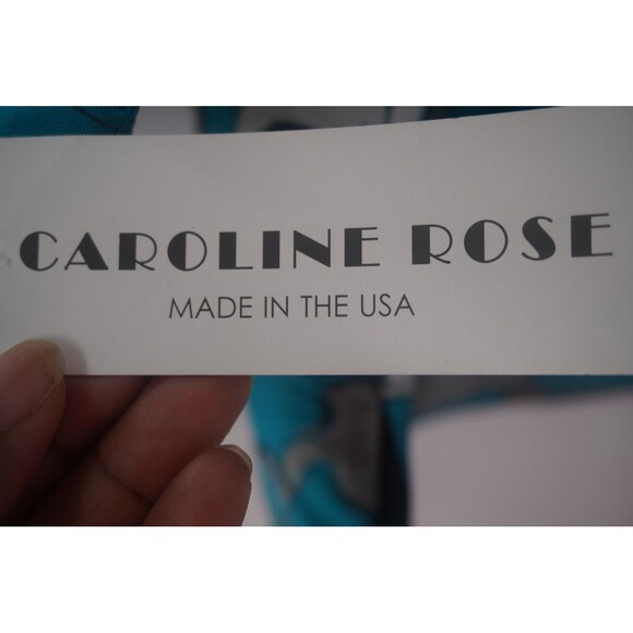 Caroline Rose NWT Turquoise Blue & Silver Damask Floral Blouse Plus Size 3X - Picture 12 of 13